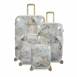 IT Luggage Sheen - 4pc Set (Gold Greyscale Marble)