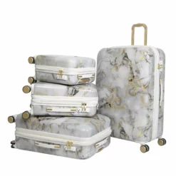 IT Luggage Sheen - Cabin (Gold Greyscale Marble) -IT Luggage Sales Shop 32980 UK16 2269B08GoldgreyscalemarbleSSFrontpanelset1 717f606b 1ba5 4d46 8dfc 025943f5a931