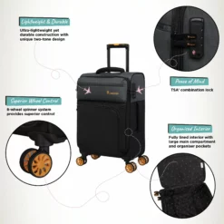 Duo-Tone - Cabin (Pewter & Black) -IT Luggage Sales Shop Duo Tone Cabin Black Infographic