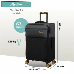 Duo-Tone - Medium (Pewter & Black) -IT Luggage Sales Shop Duo Tone Med Black dims weights
