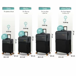 Duo-Tone - Medium (Pewter & Black) -IT Luggage Sales Shop Duo Tone Set Black dims weights 46cf0ac8 bb27 4710 b96d dc3a706af0dd