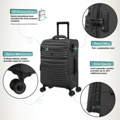 IT Luggage Precursor - Cabin (Charcoal) -IT Luggage Sales Shop Precursor Cabin Charcoal Infographic