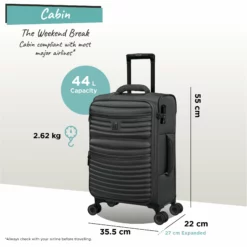 IT Luggage Precursor - Cabin (Charcoal) -IT Luggage Sales Shop Precursor Cabin Charcoal dims weights