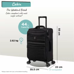 IT Luggage Precursor - Cabin (Black) -IT Luggage Sales Shop Precursor Cabin black dims weights