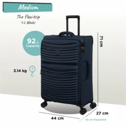 IT Luggage Precursor - Medium Plus (Dress Blues) -IT Luggage Sales Shop Precursor Med blue dims weights