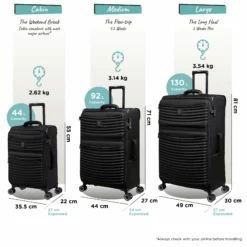 IT Luggage Precursor - Cabin (Black) -IT Luggage Sales Shop Precursor set black dims weights