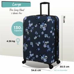 IT Luggage Sheen - 2pc Set (Pansies Floral Blue Depths) -IT Luggage Sales Shop Sheen Pansies Large dims weights