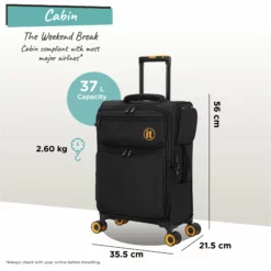 Simultaneous - Cabin (Black) -IT Luggage Sales Shop Simultaneous Cabin Blk dims weights
