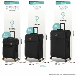 Simultaneous - 3pc Set (Black) -IT Luggage Sales Shop Simultaneous Set Blk dims weights
