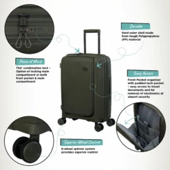 IT Luggage Spontaneous II - 3pc Set (Olive Night) -IT Luggage Sales Shop Spontaneous Cabin Pocket Olive Infographic