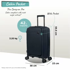 IT Luggage Spontaneous II - Cabin With Pocket (Blueberry) -IT Luggage Sales Shop Spontaneous Cabin Pocket blueberry dims weights
