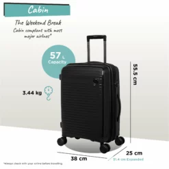 IT Luggage Spontaneous - Cabin (Black) -IT Luggage Sales Shop Spontaneous Cabin blk dims weights