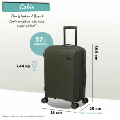 IT Luggage Spontaneous - Cabin (Olive Night) -IT Luggage Sales Shop Spontaneous Cabin olive dims weights