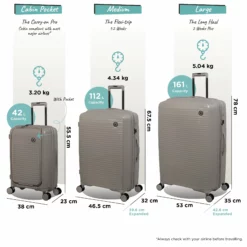 IT Luggage Spontaneous II - 3pc Set (Feather Grey) 34 IT Luggage Spontaneous II - 3pc Set (Feather Grey) -IT Luggage Sales Shop Spontaneous Set Pocket Feather dims weights