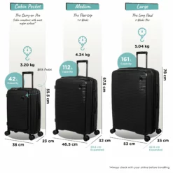 IT Luggage Spontaneous II - 3pc Set (Black) -IT Luggage Sales Shop Spontaneous Set Pocket blk dims weights