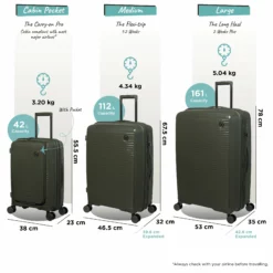 IT Luggage Spontaneous II - Cabin With Pocket (Olive Night) -IT Luggage Sales Shop Spontaneous Set Pocket olive dims weights 77c88748 70dc 46d3 b9d8 bc5c73f8b6b9