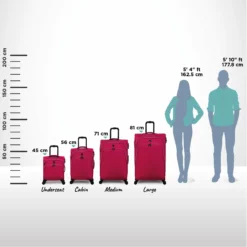 IT Luggage Trinary - 4pc Set (Viva Magenta) -IT Luggage Sales Shop Trinary Relative Size Viva Magenta